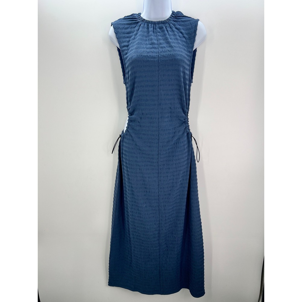 ASOS DESIGN Textured Blue Maxi Dress Size US 6 Vacation Cut Out Side Tie Sexy